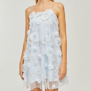 Miss Rosier SUZETTE CRYSTAL-EMBELLISHED FLORAL MINI DRESS